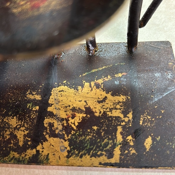 Candle Holder Mid Century Metal Rustic Leaves Sculpture Vintage 18.5" - Picture 4 of 8